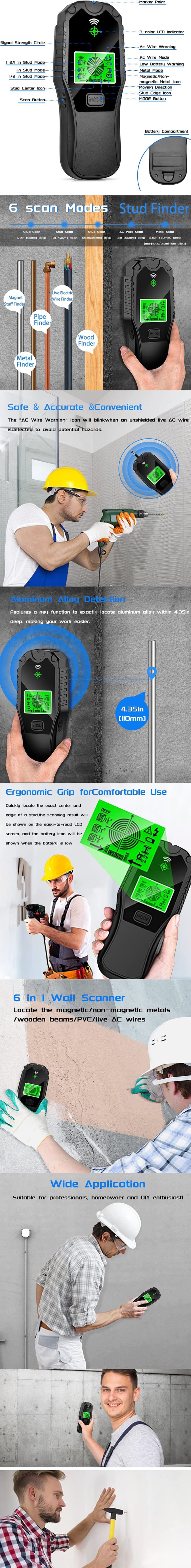 Rynomate 5 In 1 Stud Finder infographic
