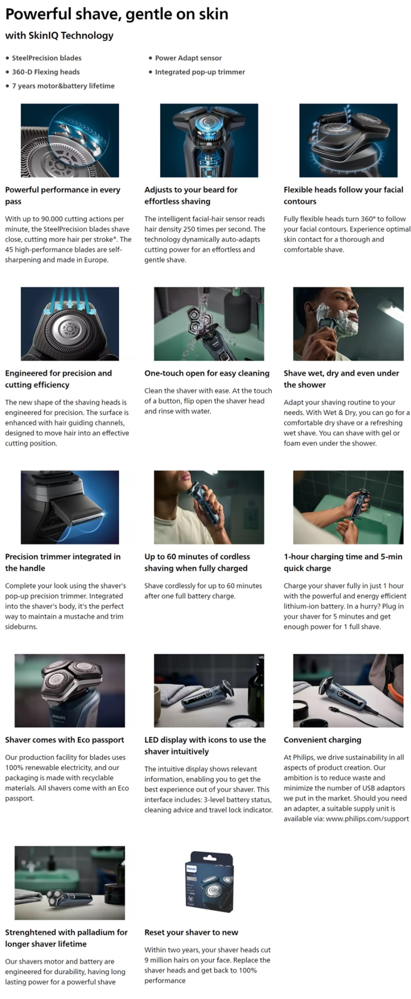 Philips S5880/20 Shaver 5000 Series SkinIQ infographic