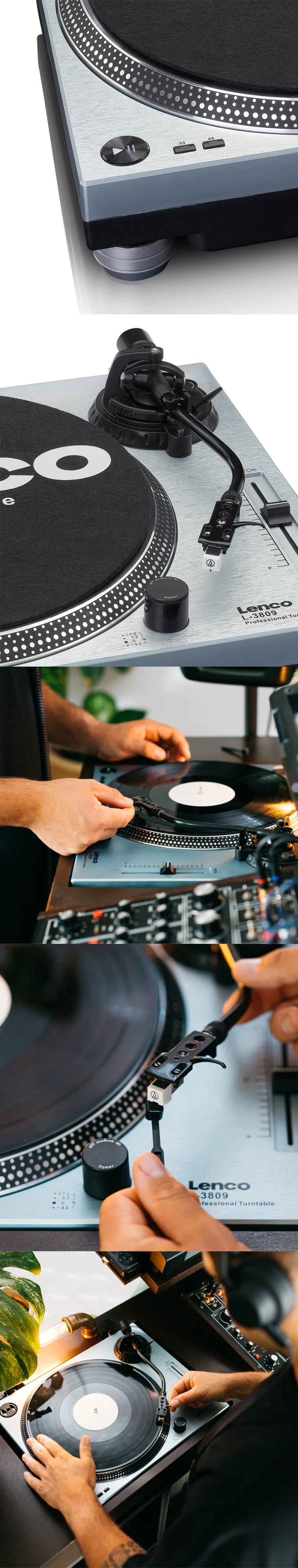 Lenco L-3809 Direct Drive LP Turntable - Metallic Blue infographic