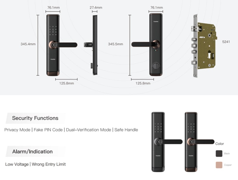 Kaadas S110-5W Lever Smart Door Lock WiFi - Black infographic 2 of 2