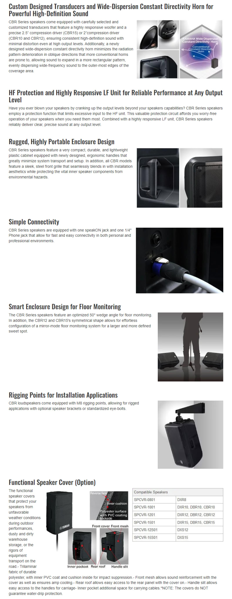 Yamaha CBR12 12" Passive Loudspeaker - Single infographic