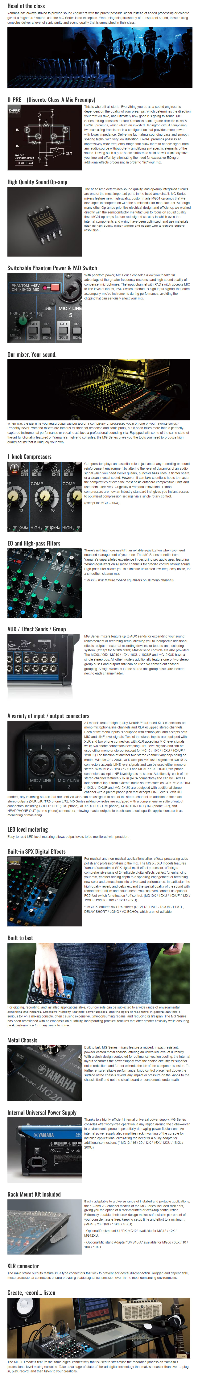 Yamaha MG06 6-Channel Mixing Console infographic
