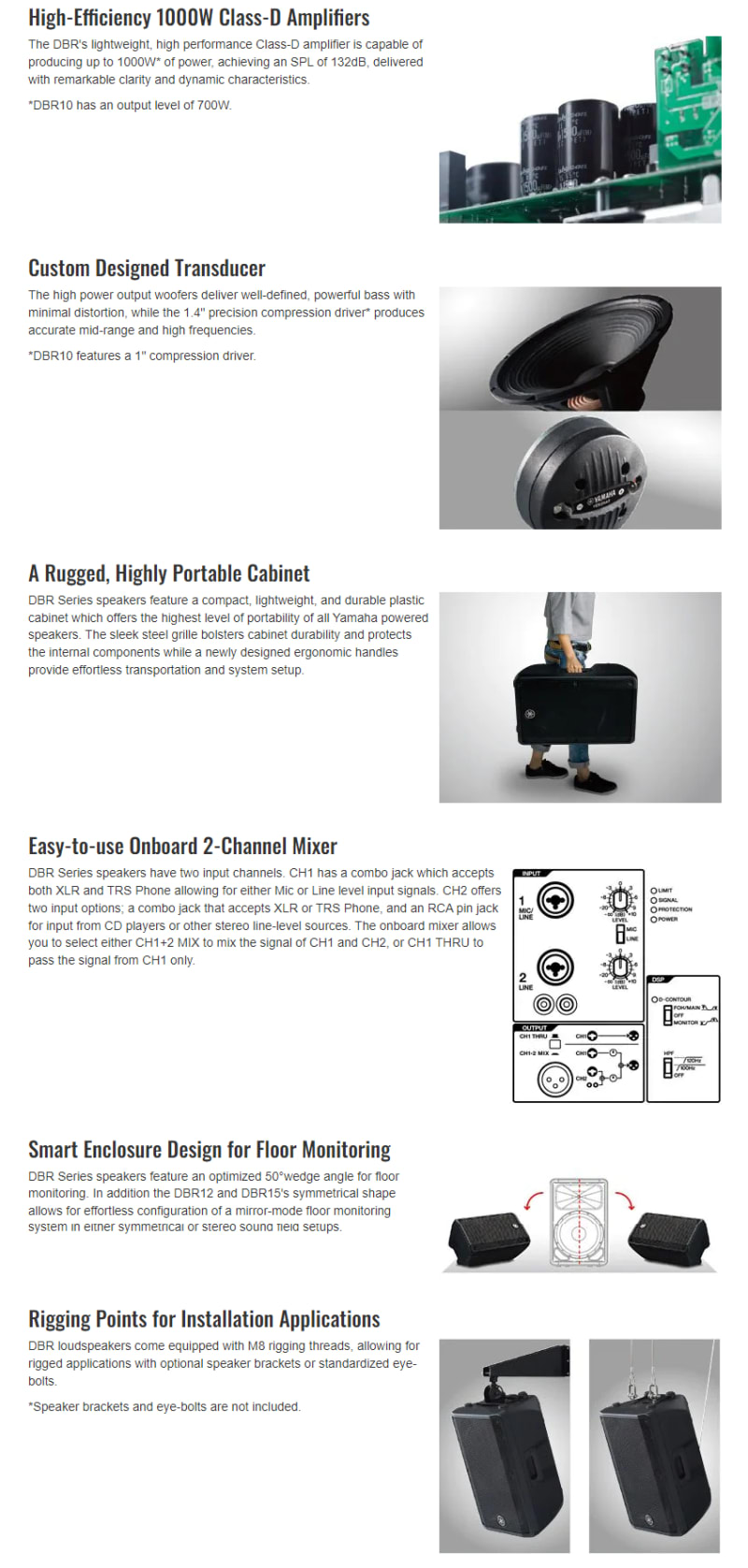 Yamaha DBR10 10" Powered Loudspeaker - Single infographic
