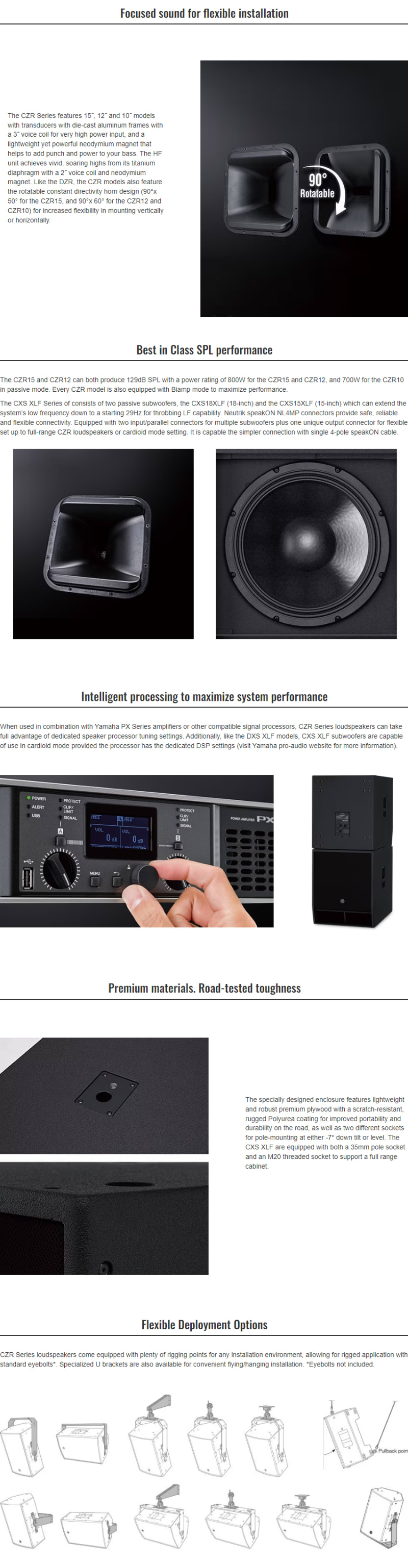 Yamaha CZR10 10" Passive Loudspeaker - Single infographic