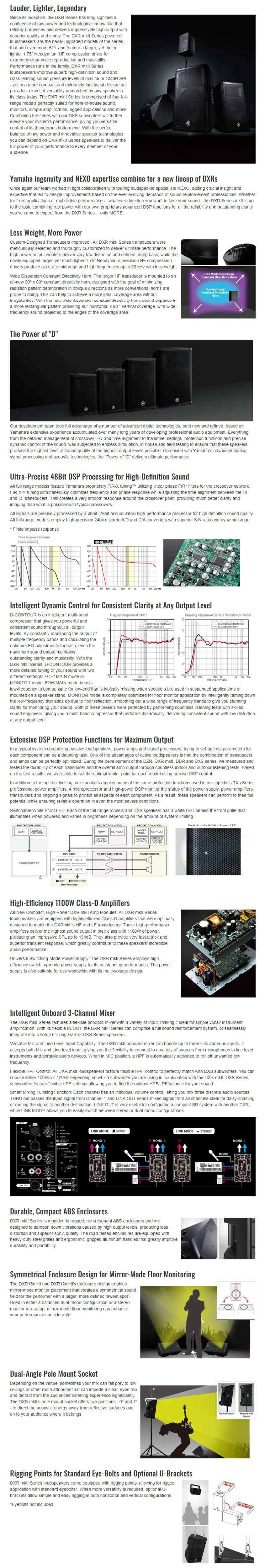Yamaha DXR10MK2 10" Powered Loudspeaker - Single infographic