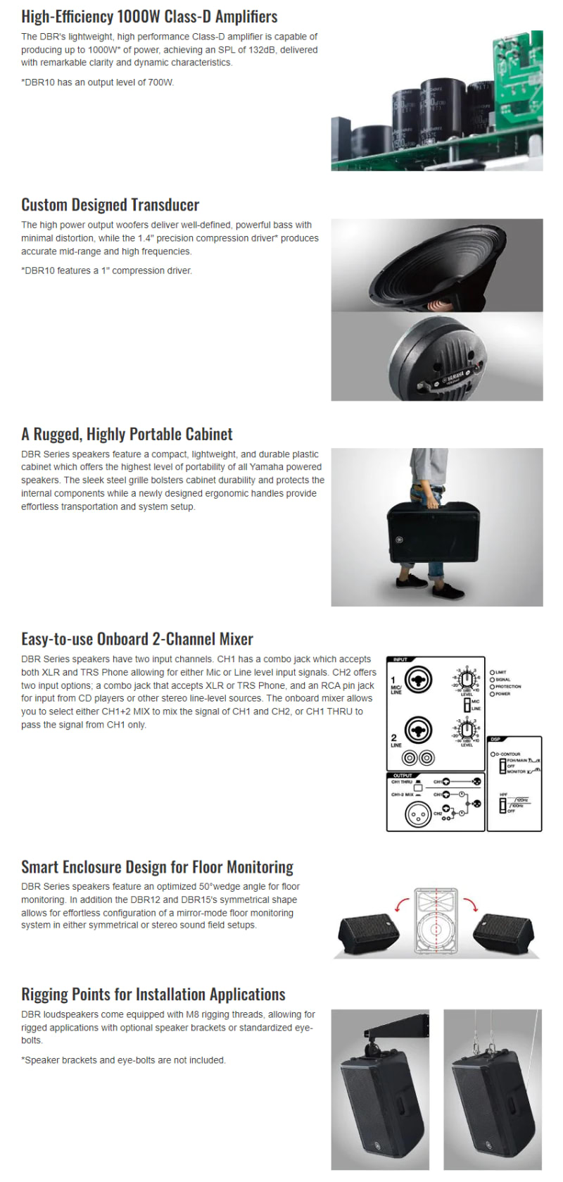 Yamaha DBR12 12" Powered Loudspeaker - Single infographic