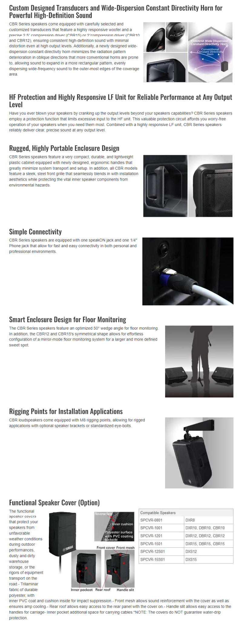 Yamaha CBR15 15" Passive Loudspeaker - Single infographic