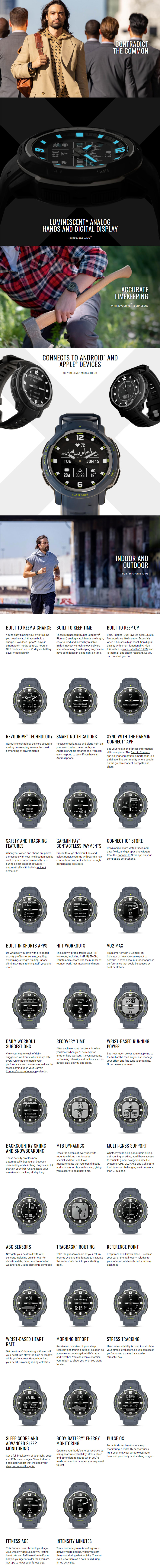 Garmin Instinct Crossover Standard, Black - 010-02730-13 infographic