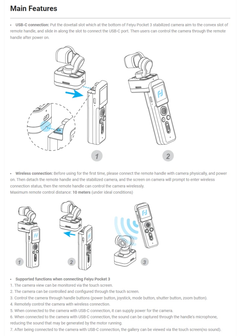 Feiyu Pocket 3 4K Magnetic Wearable Gimbal Camera infographic 2 of 2