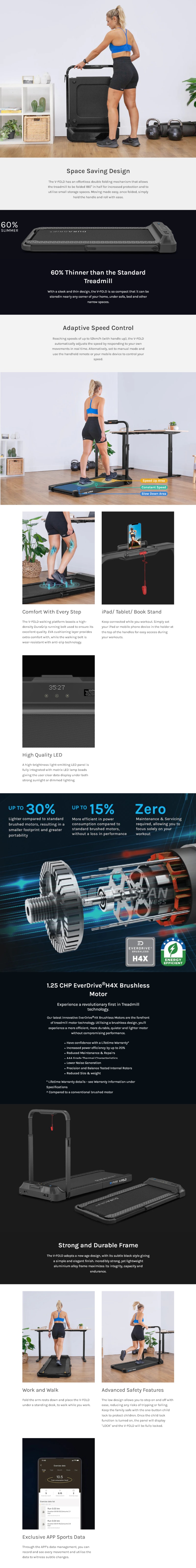 Lifespan Fitness V-FOLD Treadmill with SmartStride infographic