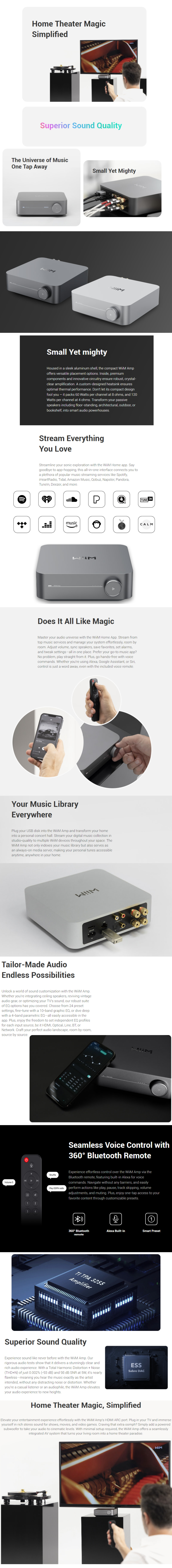 WiiM Amp Multiroom Streaming Amplifier Silver infographic