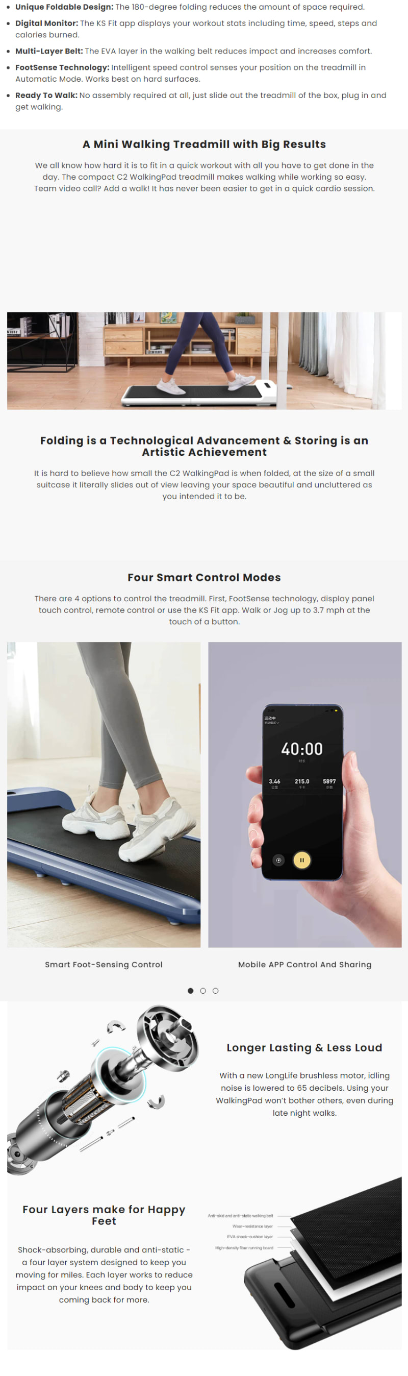 Lifespan WalkingPad C2 Compact Folding Treadmill - Black infographic