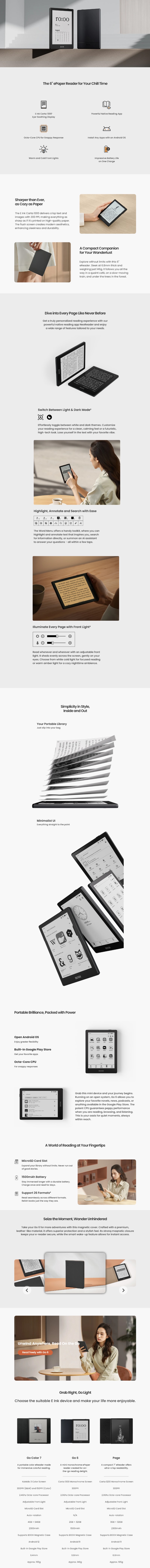 ONYX BOOX Go 6 eReader infographic