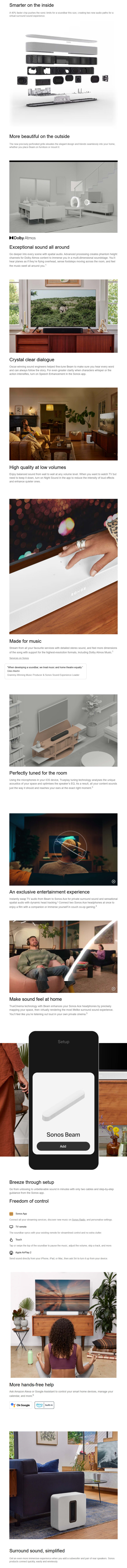 Sonos BEAM Gen2 Soundbar - Black infographic