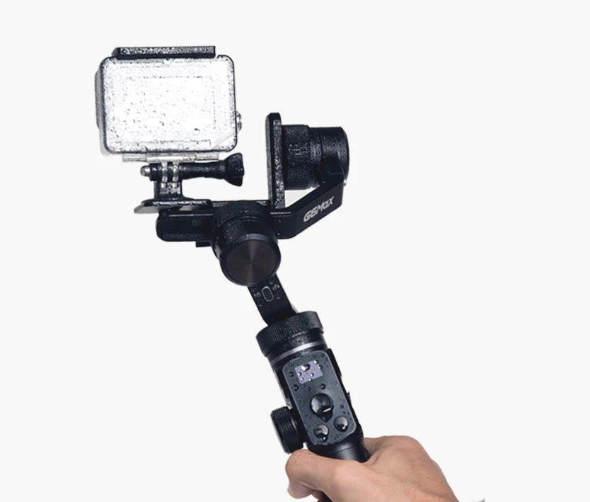 Waterproof gimbal being held