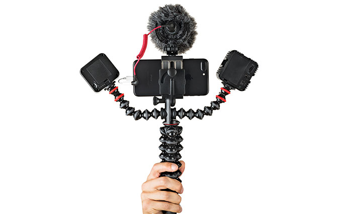 Hand holding JOBY GorillaPod Mobile Rig grip