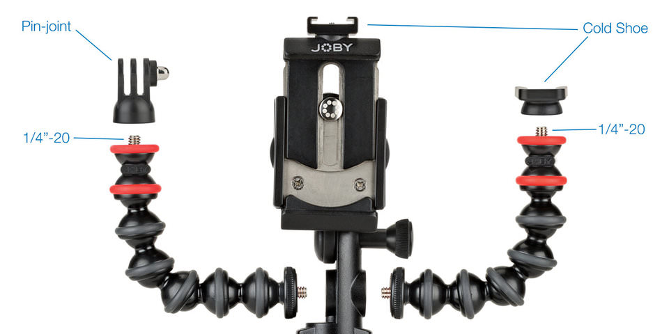 Hand holding JOBY GorillaPod Mobile arms