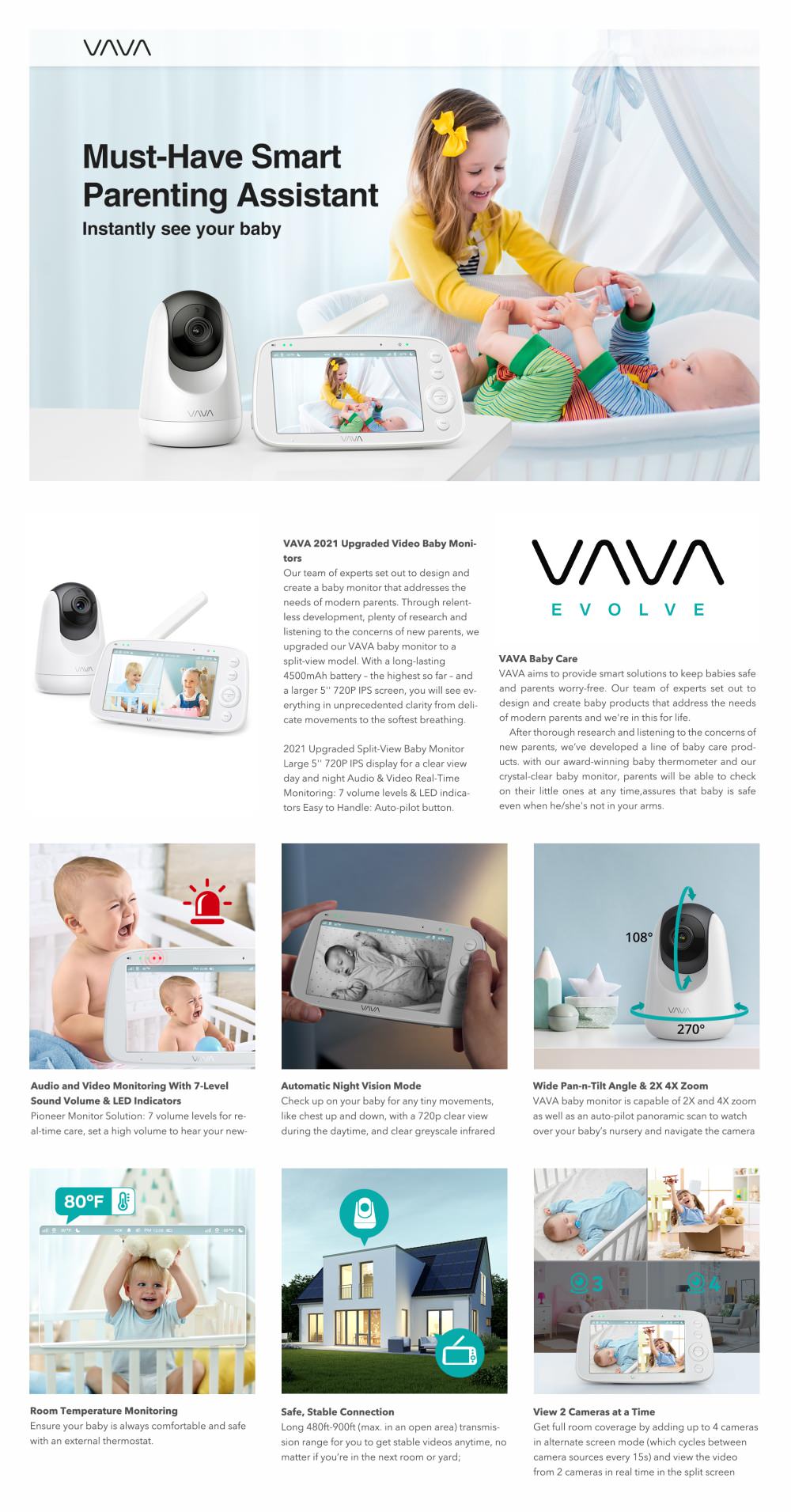 VAVA Baby Monitor features