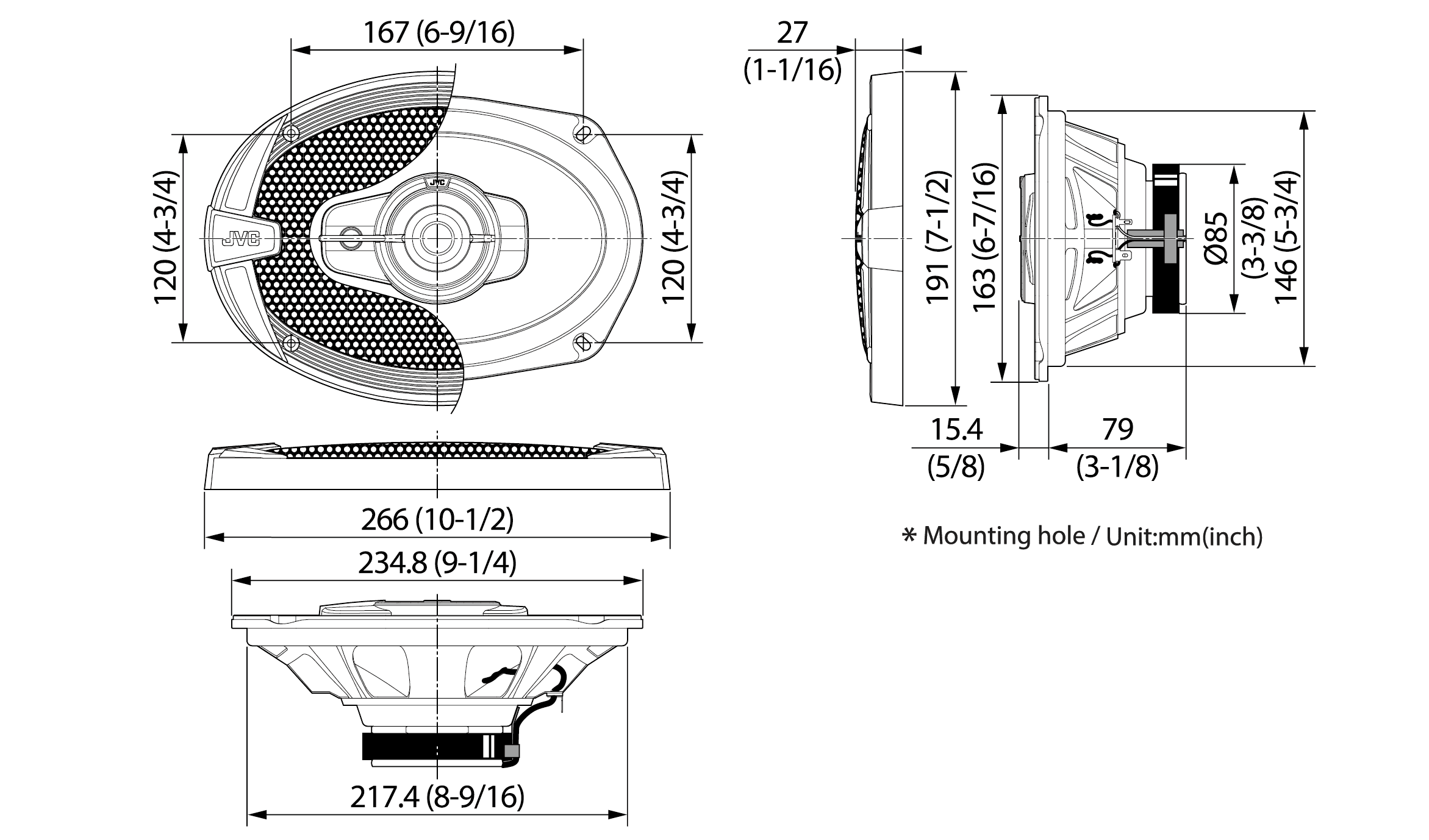 JVC CS-DR693 Dimensions