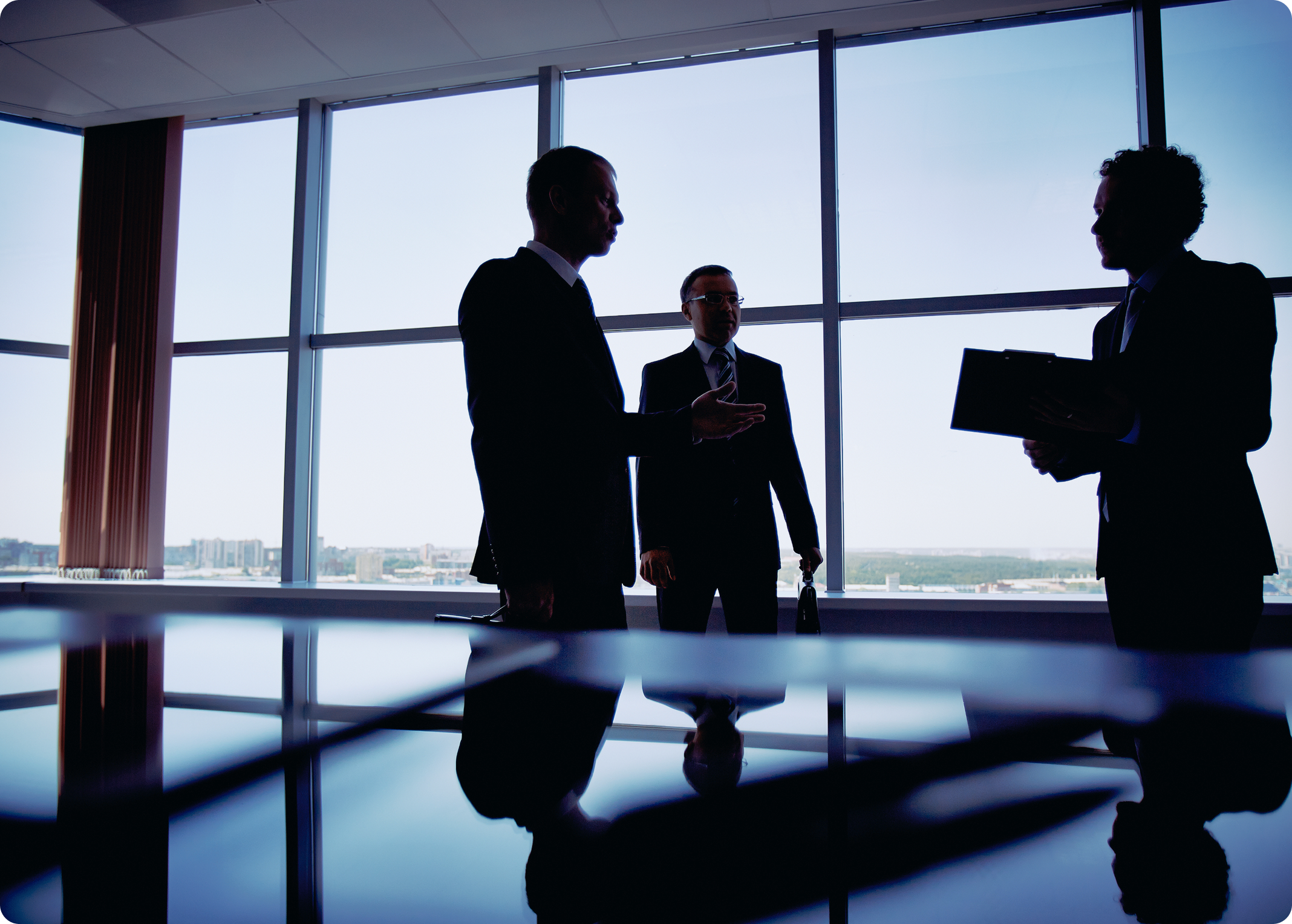 Leadership discussion in boardroom