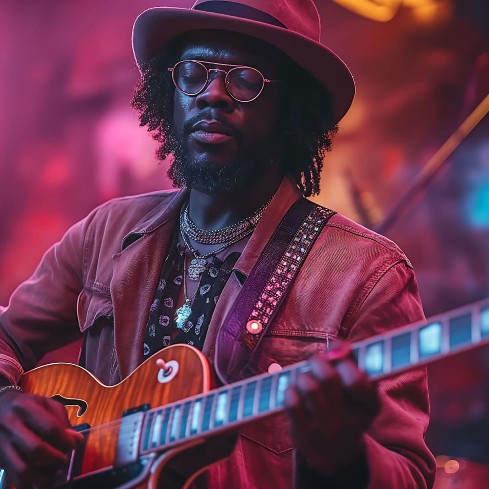 Instrumentista tocando guitarra eléctrica