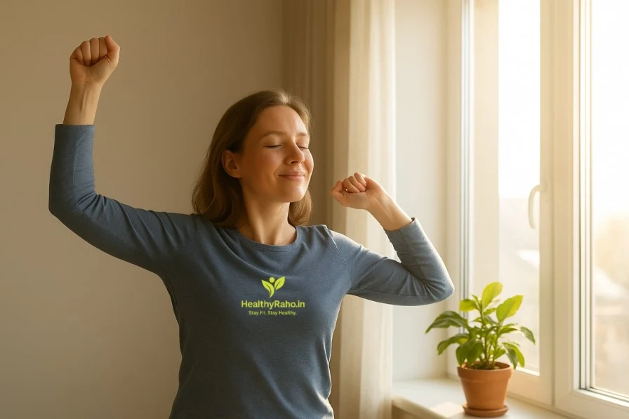 Morning Stretch in Sunlit Room