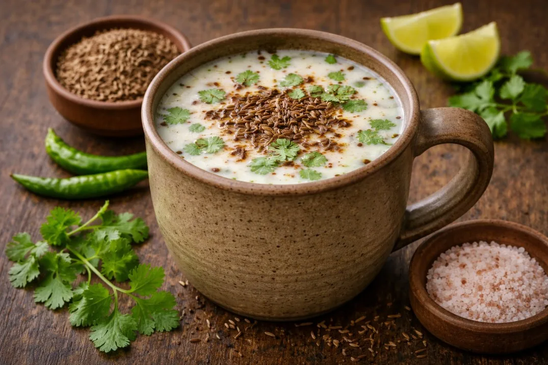 Chilled buttermilk with cumin and spices - छाछ + भुना जीरा | Healthyraho.in
