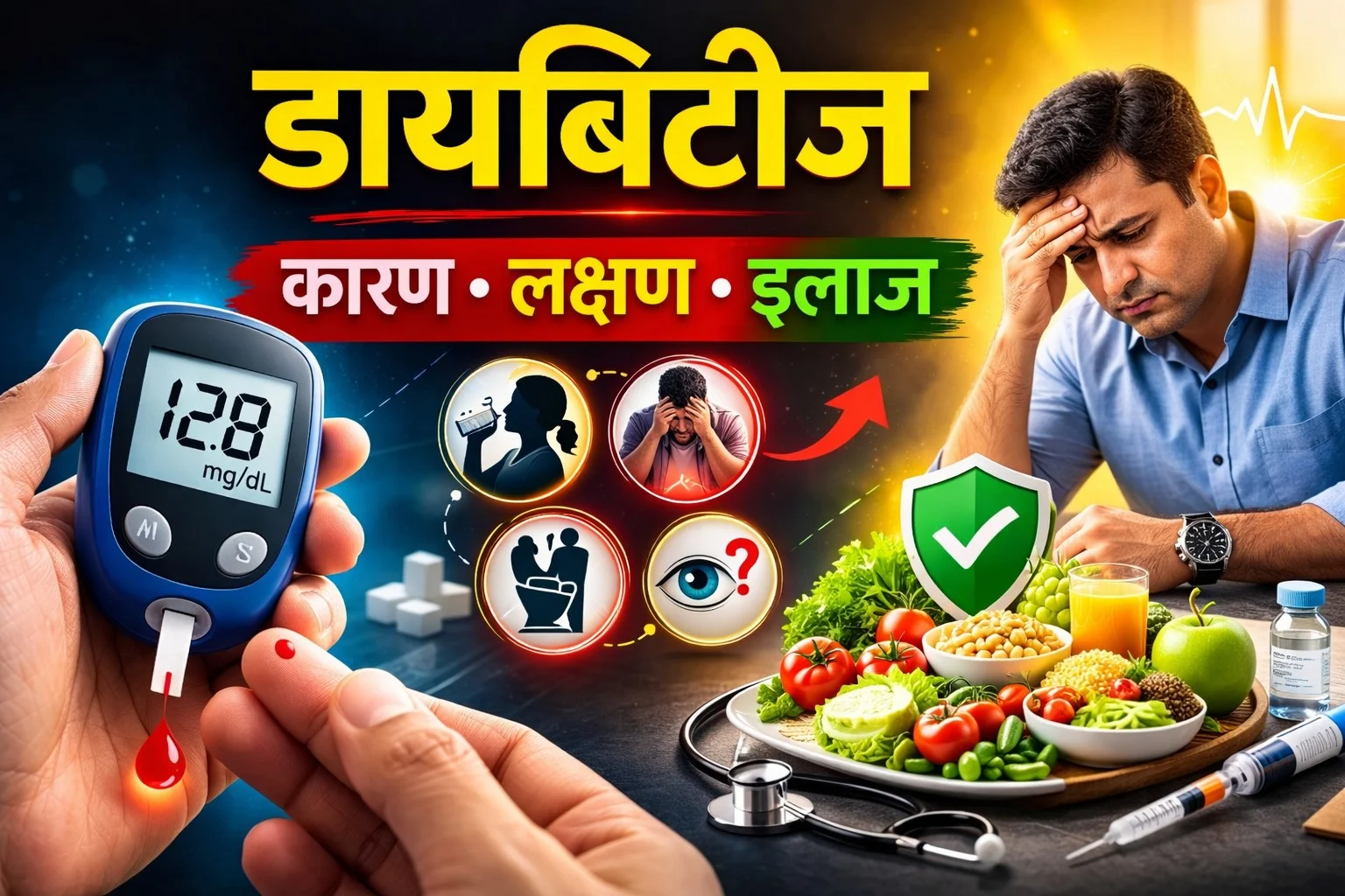 🍎 डायबिटीज क्या है? कारण, लक्षण, रोकथाम और इलाज – हर उम्र के लिए ज़रूरी गाइड डायबिटीज के लक्षण और इलाज