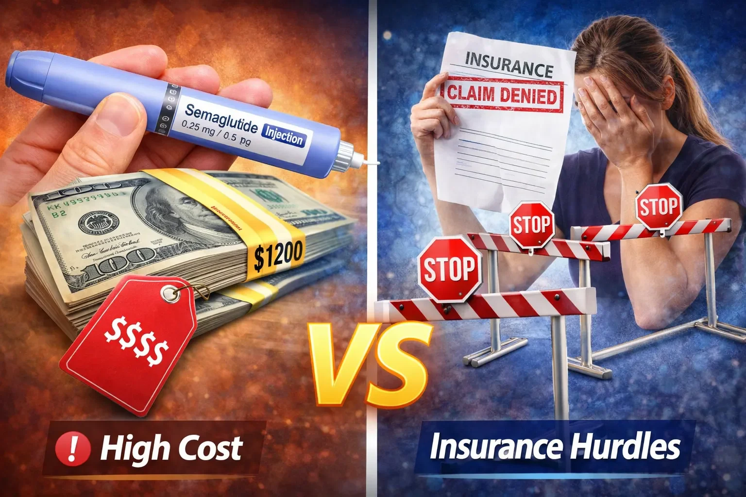 Semaglutide cost and insurance challenges showing high price of weight loss injections and claim denial issues for patients
