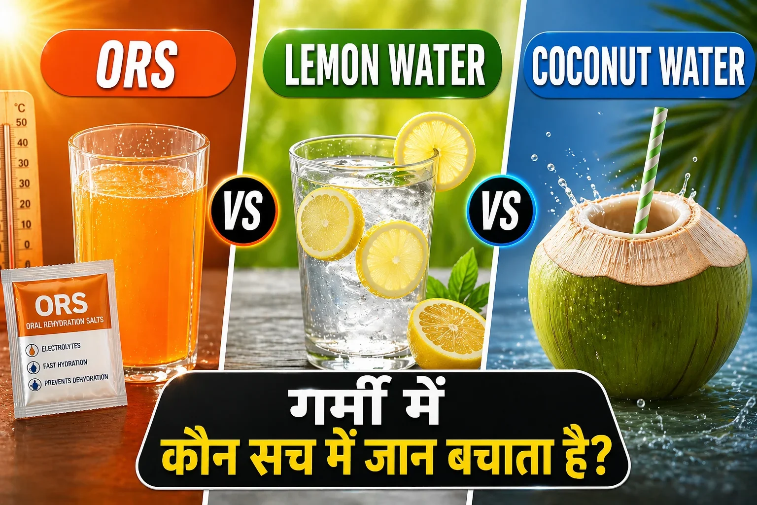 ORS vs Lemon Water vs Coconut Water - गर्मी में कौन सच में जान बचाता है?