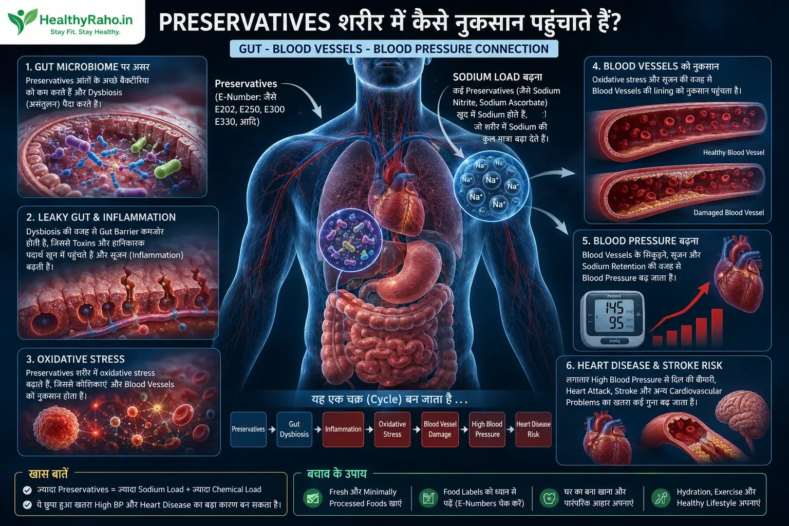 Food preservatives ka gut microbiome blood vessels aur BP regulation par effect