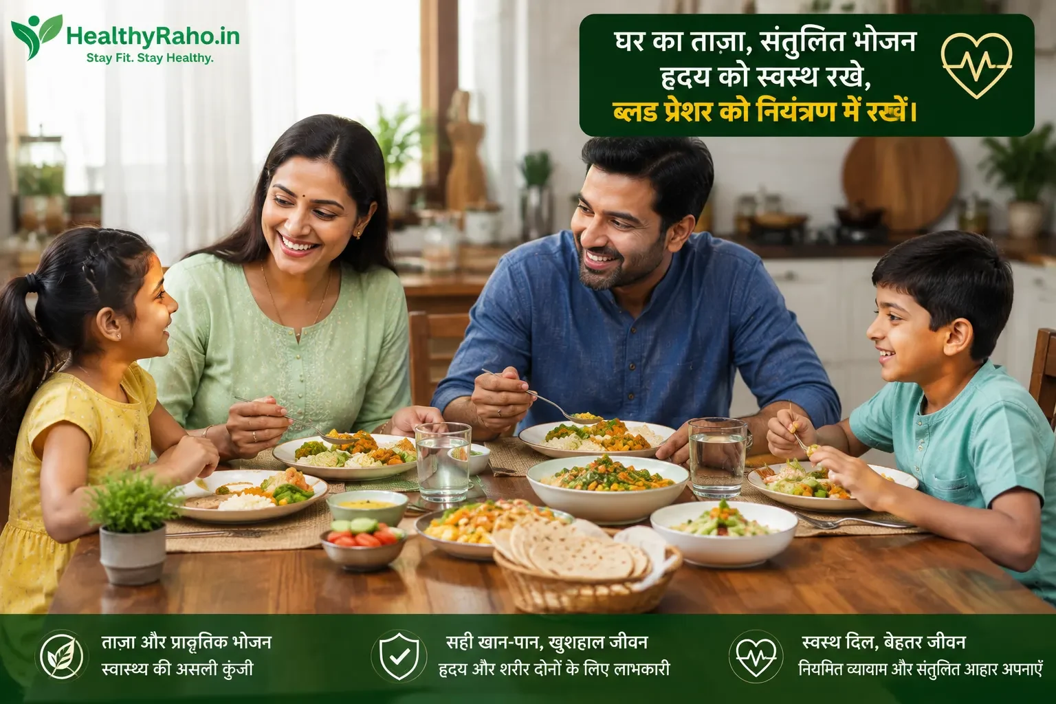 Fresh homemade Indian food healthy heart aur blood pressure friendly diet