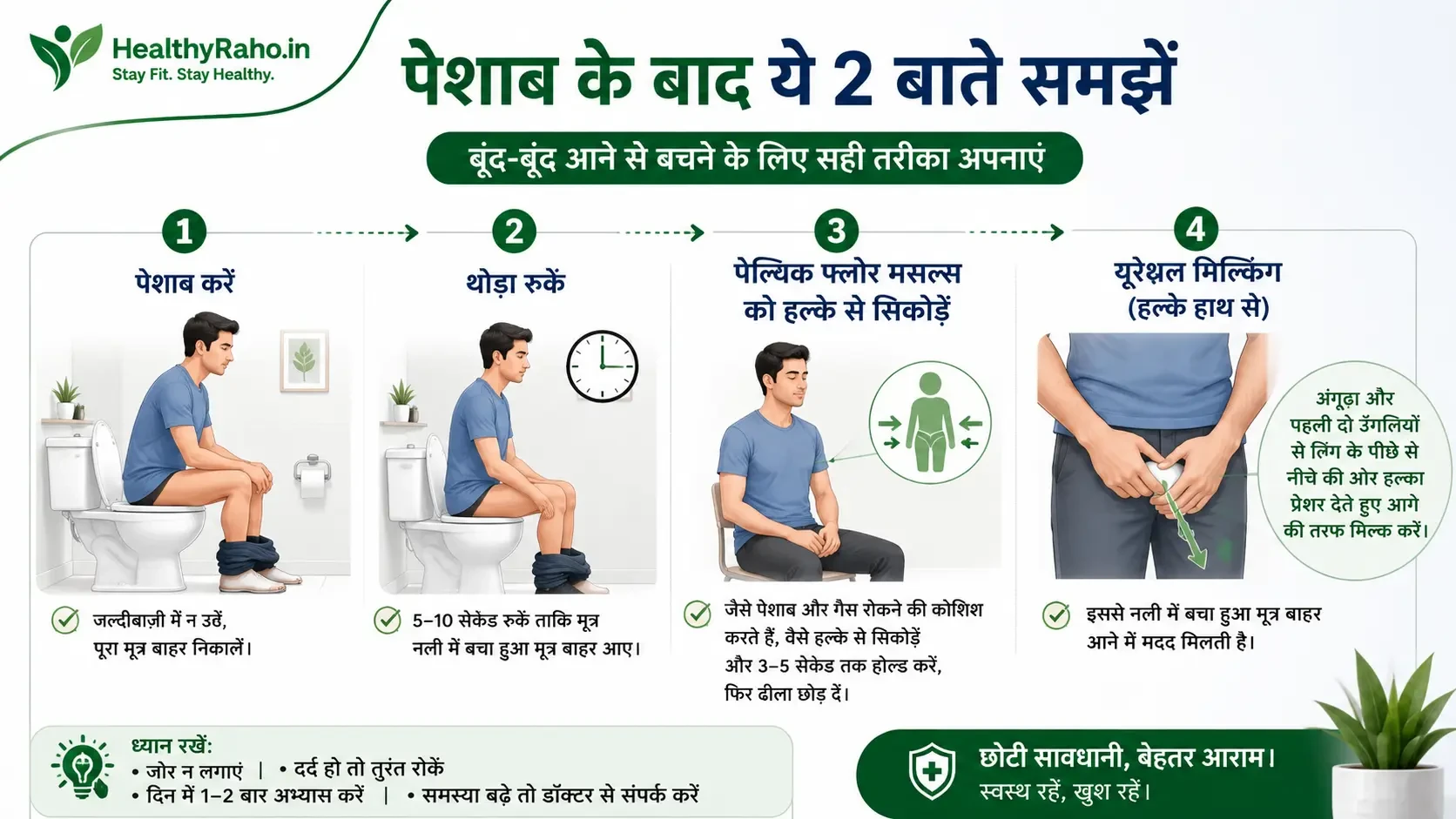 Post-micturition dribble management की step-by-step जानकारी