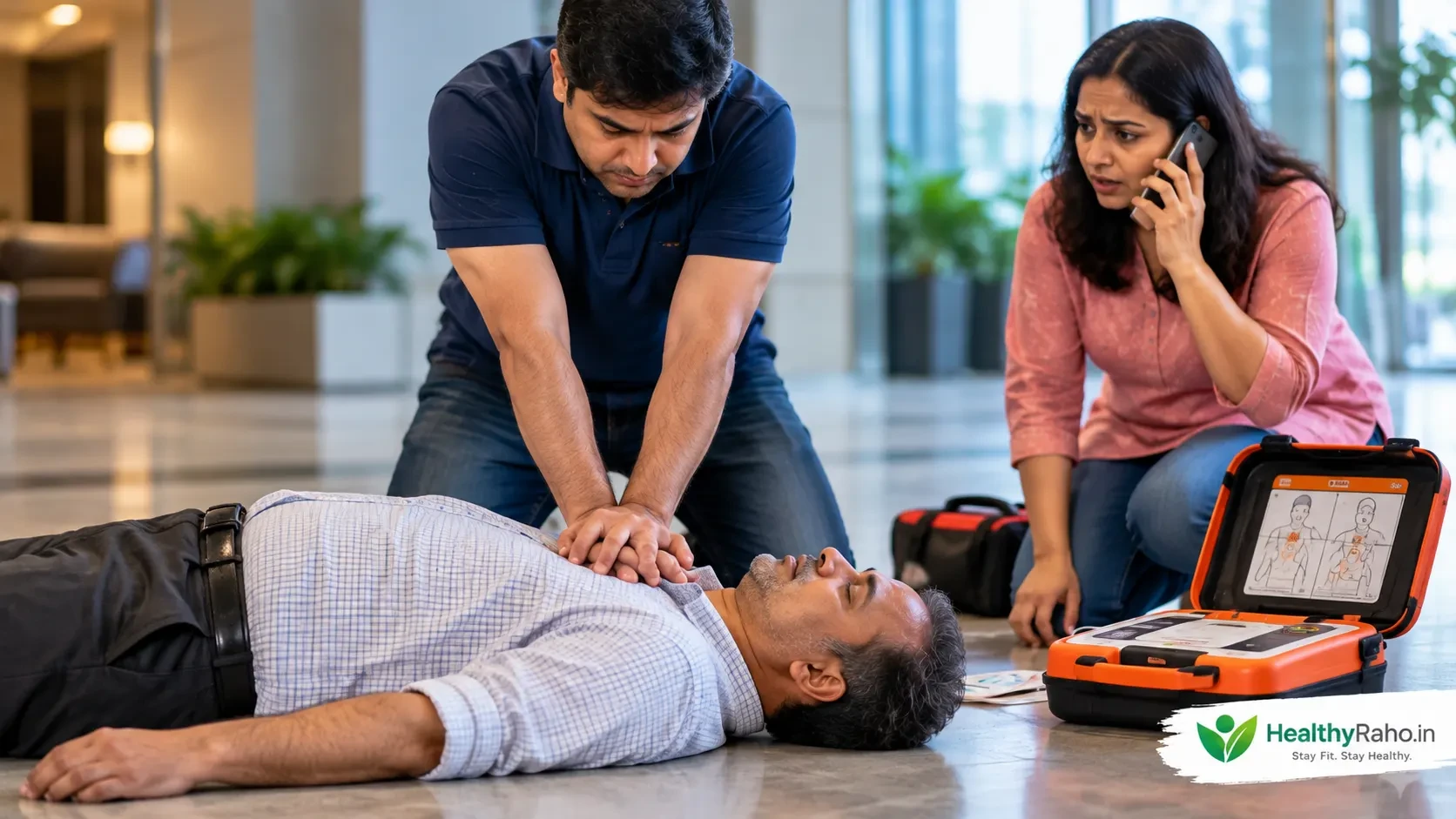 Cardiac Arrest में व्यक्ति को Hands-Only CPR देते मददगार