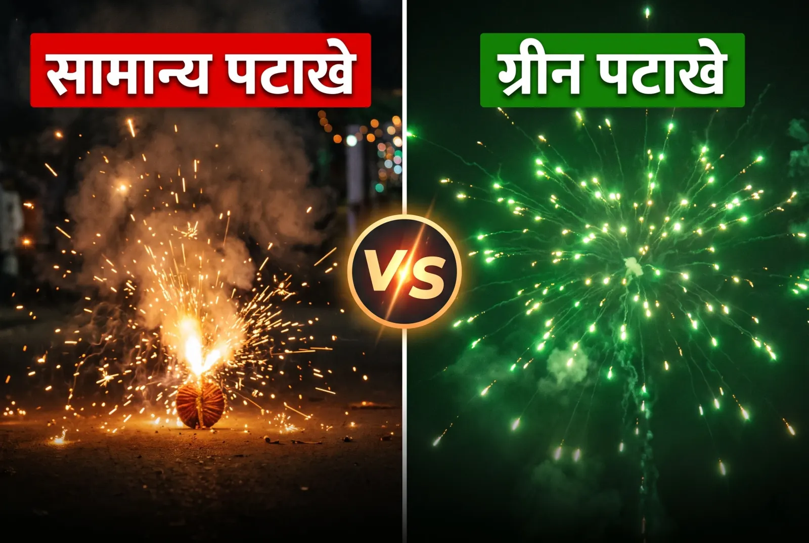 बिना ब्रांड वाले दो पटाखे, एक के पास हल्का धुआं और दूसरे के पास ज़्यादा धुआं, प्रतीकात्मक चित्र