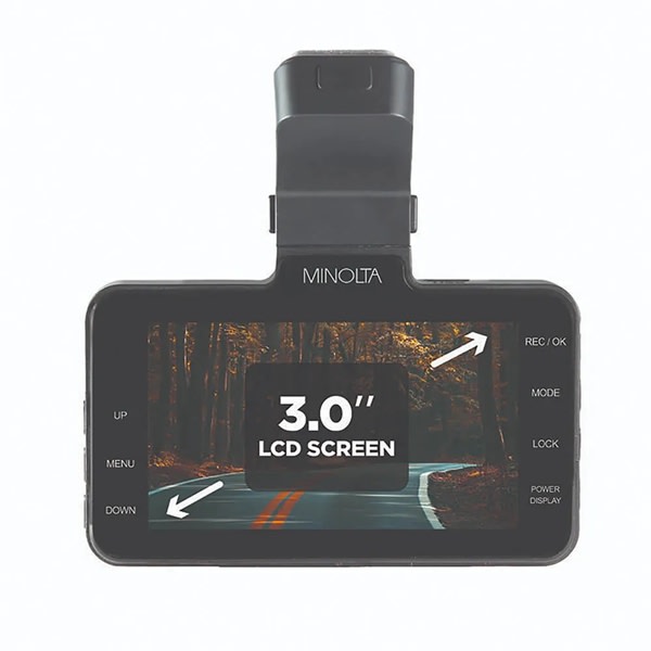 Minolta 1080p Dash Cam W/3.0" Lcd - Black