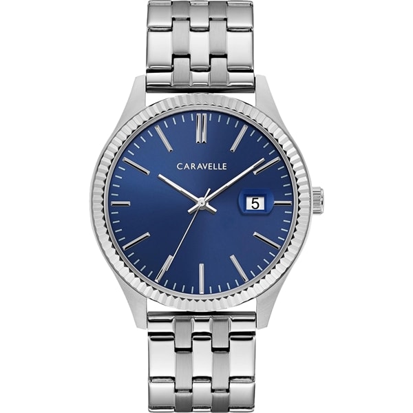 Caravelle Men's Silver-tone Watch With Blue Dial