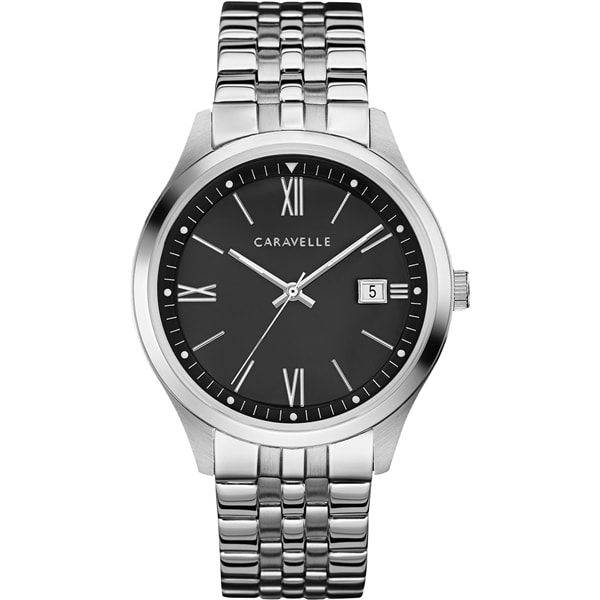 Caravelle Men's Bracelet Watch With Black Dial