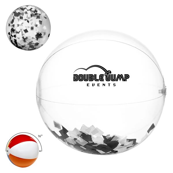 16" Black And White Confetti Beach Ball