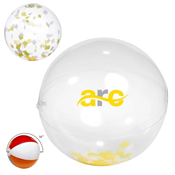 16" Yellow And White Confetti Beach Ball