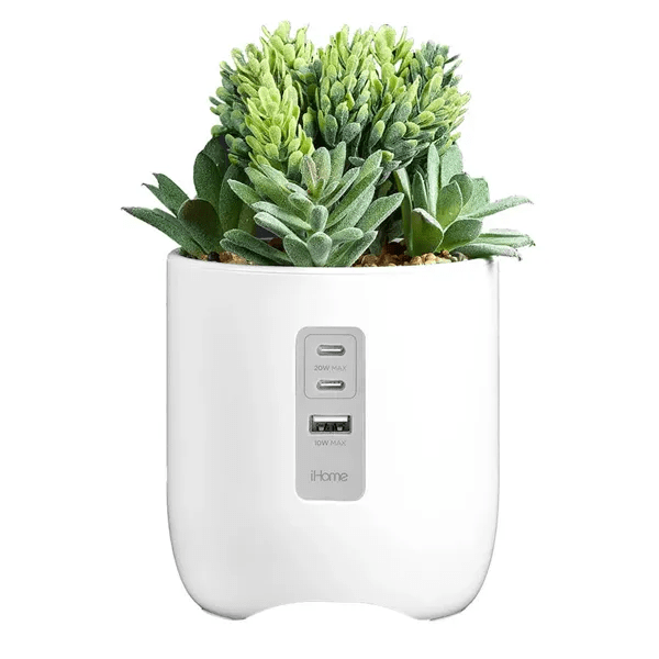 Ihome Faux Succulent With Usb Charging Station