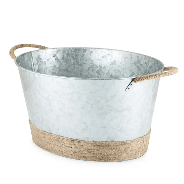 Jute Rope Wrapped Galvanized Tub