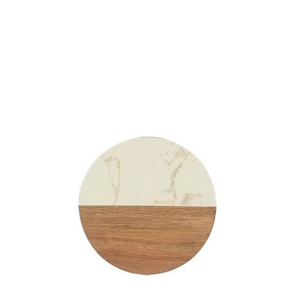 Marble And Wood Spliced Coaster Set