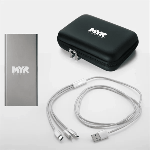 Fast Charging Power Bank With 3-in-1 Cable Gift Set