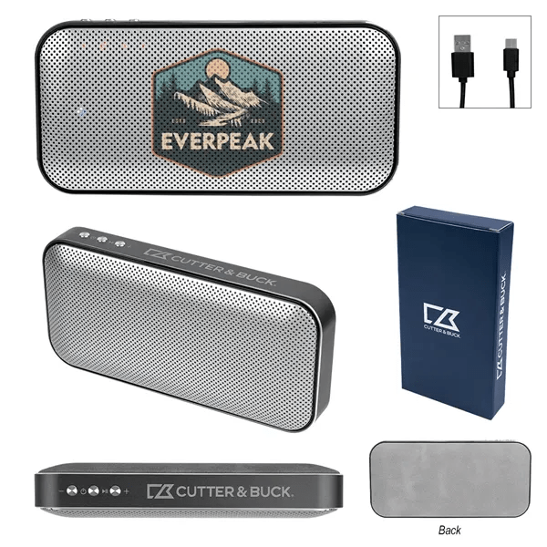 Cutter & Buck® Aluminum Suede Speaker And Power Bank