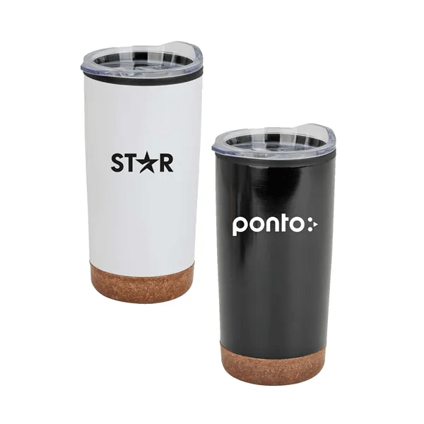20 Oz. Stainless Steel Pp Cork Base Tumbler With Clear Lid