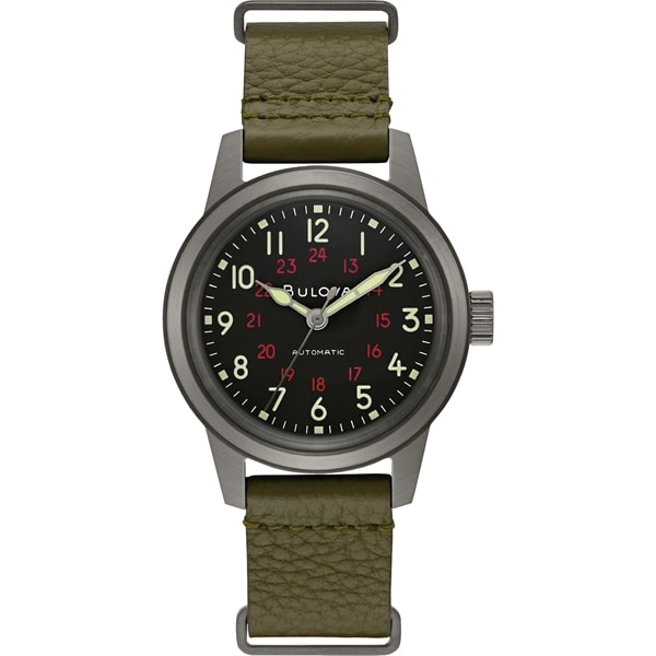 Bulova Men's Military Green Leather Nato Strap - Hack Watch