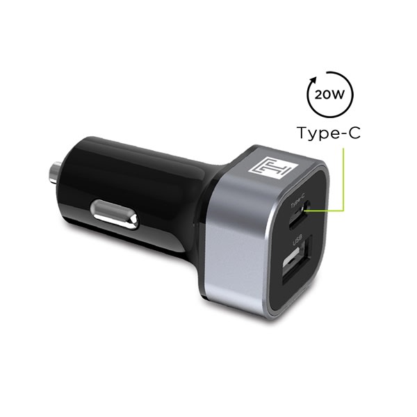 Dual Usb-c(20w)+usb(12w) Fast-charging (max 32w) Car Charger