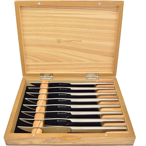Wusthof 8 Pc Steak Knife Set W/ Olivewood Chest