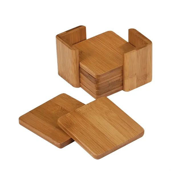 Bamboo Square 6-coaster Set With Holder